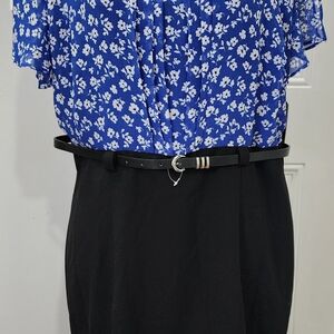 Alyx Blue Floral Dress with Black Skirt